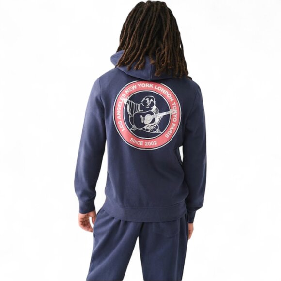 True Religion Men's Metallic Sweatsuit 2 Piece Fleece Hoodie Joggers Outfit Set - Picture 3 of 15